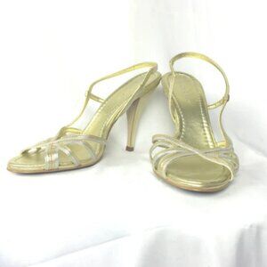 BCBGirls Gold Strappy Slingback Heels